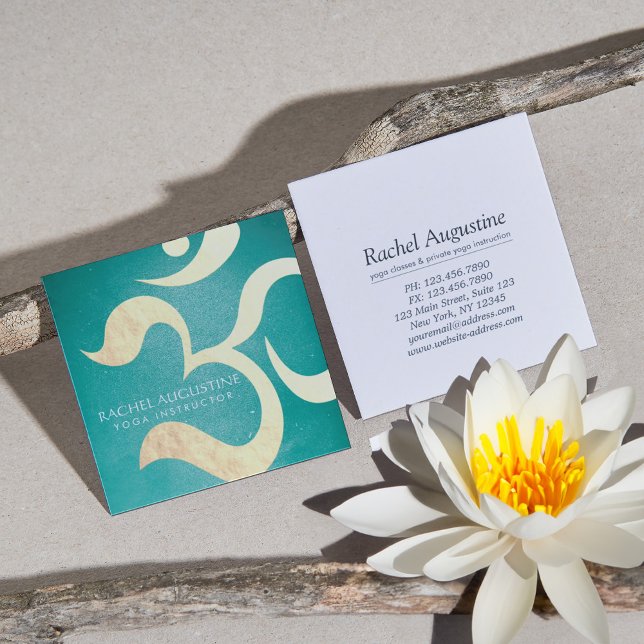 Tarjeta De Visita Cuadrada Yoga Studio Meditation Instructor Life Coach OM (Subido por el creador)