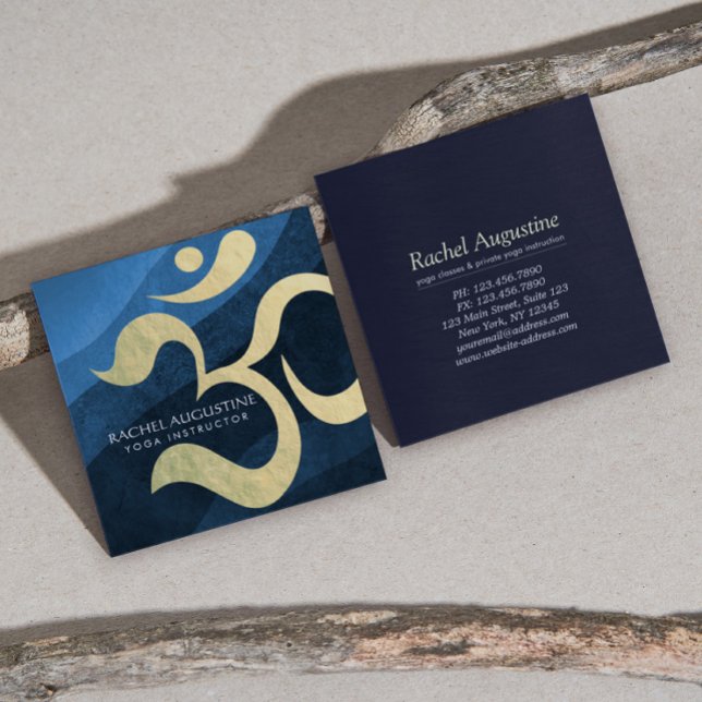 Tarjeta De Visita Cuadrada Yoga Studio Meditation Instructor Life Coach OM Sq (Subido por el creador)