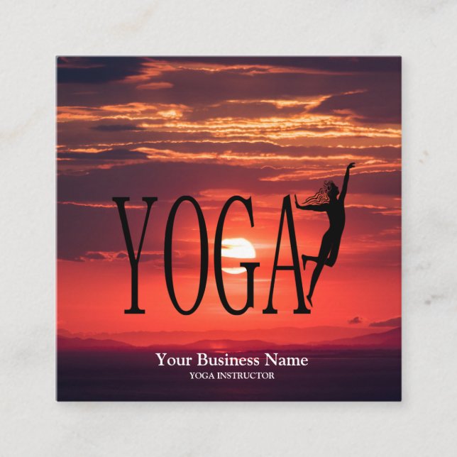 Tarjeta De Visita Cuadrada Yoga Sunset (Anverso)