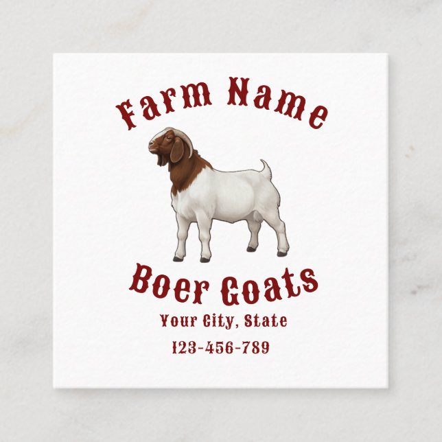 Tarjeta De Visita Cuadrada Your Farm Boer Goats (Anverso)