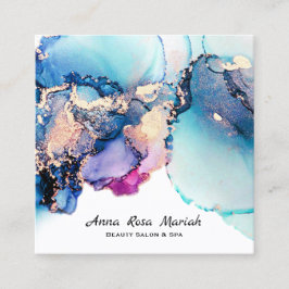 Tarjeta De Visita Cuadrada *~* Yummy Abstract Turquoise Gold Gilded Verde azu