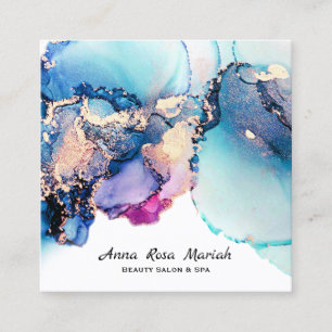 Tarjeta De Visita Cuadrada *~* Yummy Abstract Turquoise Gold Gilded Verde azu