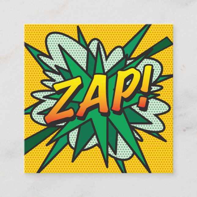 Tarjeta De Visita Cuadrada ZAP Fun Retro Comic (Anverso)