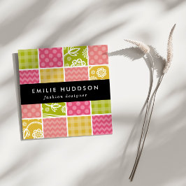 Tarjeta De Visita Cuadrada Zigzag, Chevron, Polka Dots, Gingham, Patchwork