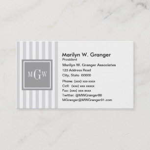 Tarjeta De Visita Cuadrado Gris Lt Gris Franja Blanca Monograma 3