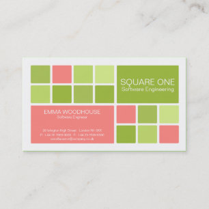 Tarjeta De Visita Cuadrado uno blanco, rosado y verde