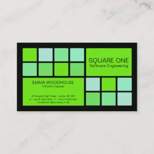 Tarjeta De Visita Cuadrado uno negro, verde y menta