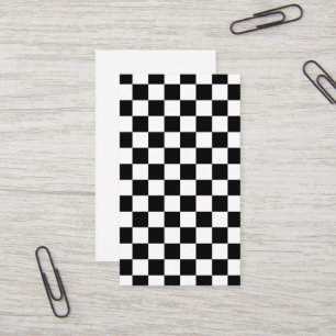 Tarjeta De Visita Cuadrados a cuadros geométricos en blanco y negro