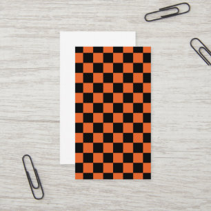 Tarjeta De Visita Cuadrados a cuadros geométricos retro Negro y Nara