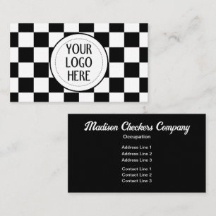 Tarjeta De Visita Cuadrados a cuadros negro blanco retro Logotipo de