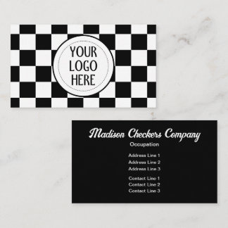 Tarjeta De Visita Cuadrados a cuadros negro blanco retro Logotipo de