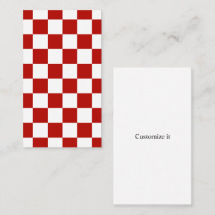 Tarjeta De Visita Cuadrados a cuadros rojos blancos geométricos retr