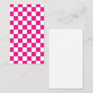Tarjeta De Visita Cuadrados controlados retro geométrico blanco rosa