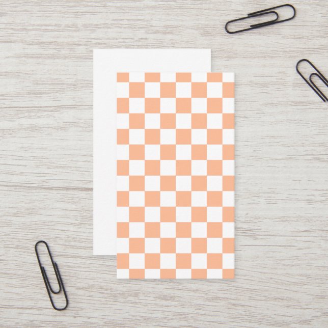 Tarjeta De Visita Cuadrados de cuadros de melocotón naranja geométri (Anverso/Reverso In Situ)