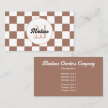 Cuadrados de damero mocha marrón blanco Monograma