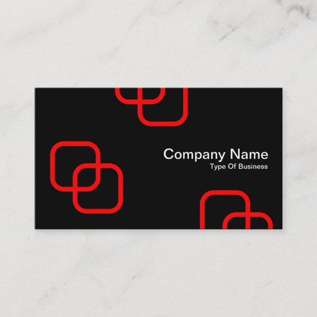 Tarjeta De Visita Cuadrados de interbloqueo - Rojo sobre negro (Anverso)