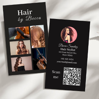 Tarjeta De Visita Cuadrícula de fotos de estilista de cabello Código
