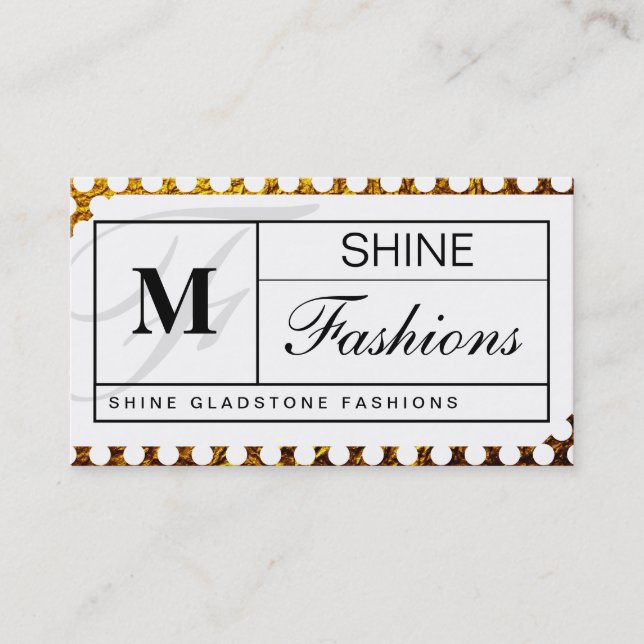 Tarjeta De Visita Cuadrícula de monograma (puntos de polka blanca co (Anverso)