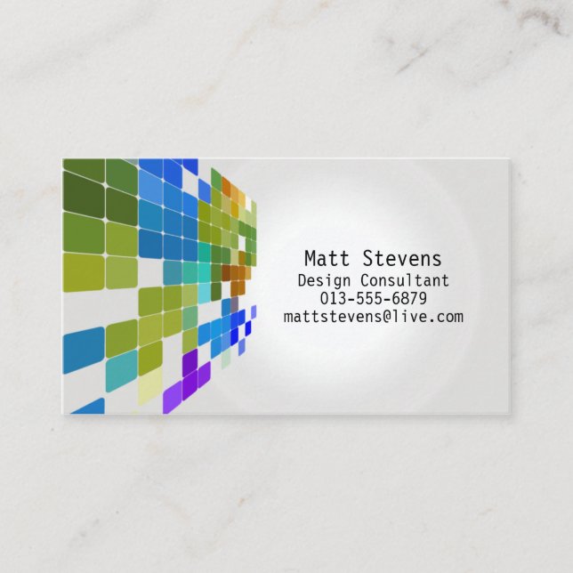 Tarjeta De Visita Cuadrícula de mosaico Green Blue Business Card (Anverso)