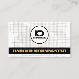 Tarjeta De Visita Cuadrícula moderna en blanco y negro con Qr y logo