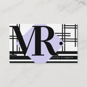 Tarjeta De Visita Cuadrícula monocroma abstracta moderna en blanco y