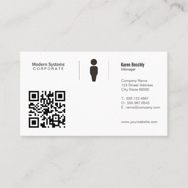 Tarjeta De Visita Cuadrícula simple | Código QR (Anverso)