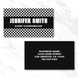 Tarjeta De Visita Cuadro de ajedrez en blanco y negro negrita minima
