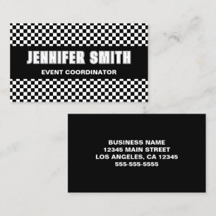 Tarjeta De Visita Cuadro de ajedrez en blanco y negro negrita minima
