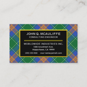 Tarjeta De Visita Cuadro Escocés del Clan Irlandés MacAuliffe