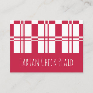 Tarjeta De Visita Cuadros Escoceses Tartán Rojo Blanco Rayas