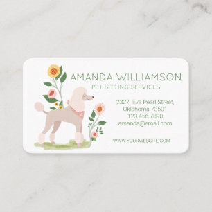 Tarjeta De Visita Cuadros Florales Muestran Clip Poodle Perro Cuidad