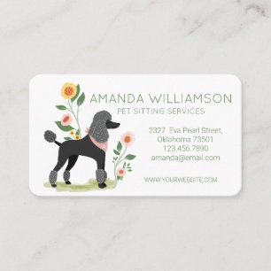 Tarjeta De Visita Cuadros Florales Muestran Clip Poodle Perro Cuidad