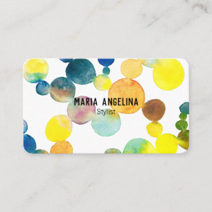 Tarjeta De Visita Cuadros y puntos de color azul amarillo