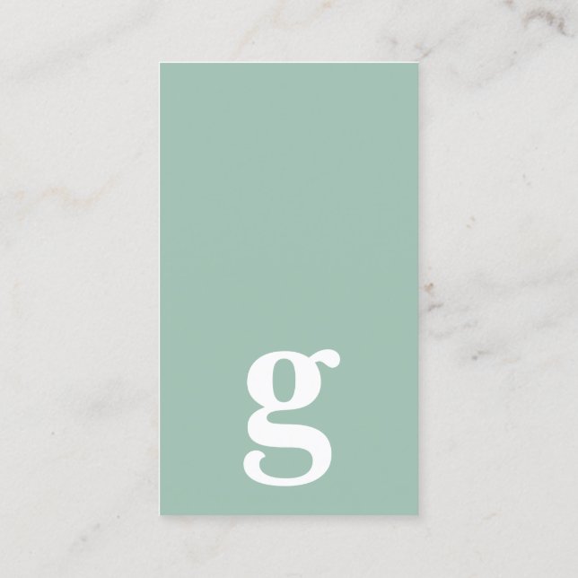 Tarjeta De Visita Cualquier letra, verde simple de agua deluxe (Reverso)