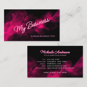 Tarjeta De Visita *CUÁLQUIER TEXTO* Moderno Rosa Neón & Humo