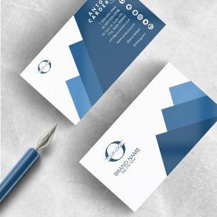 Tarjeta De Visita Cualquiera 3 colores geométricos con logotipo Blue