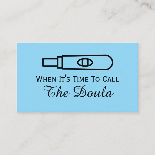 Tarjeta De Visita Cuando es hora de llamar al embarazo azul de Doula (Anverso)