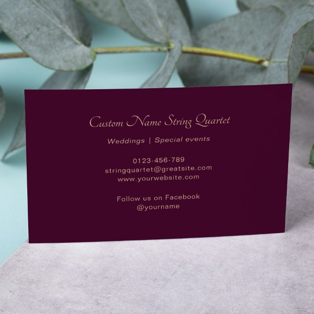 Tarjeta De Visita Cuarteto de cuerdas de músico profesional Burgundy (Subido por el creador)