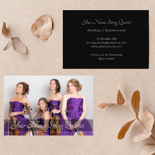 Tarjeta De Visita Cuarteto de cuerdas de plantilla de fotografía mús