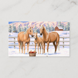Tarjeta De Visita Cuatrimestre Palomino De Caballos En Nieve De Invi