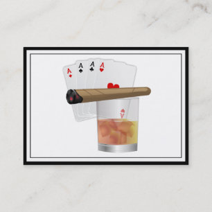Tarjeta De Visita Cuatro Ases, Una Bebida Y Un Cigar