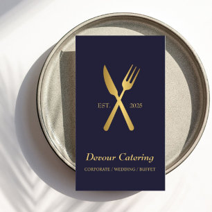 Tarjeta De Visita Cubertería de código QR Servicios de restauración