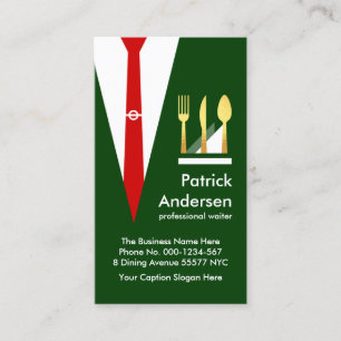 Tarjeta De Visita Cubertería de oro Green Waiter Suite