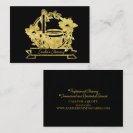 Tarjeta De Visita Cubeta de escoba floral de limpieza de oro falso L