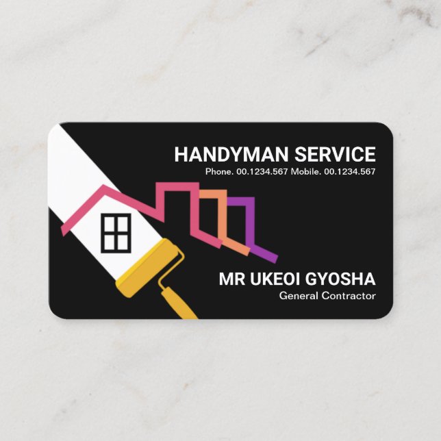 Tarjeta De Visita Cubierta de pintura de pincel de rodillos (Anverso)