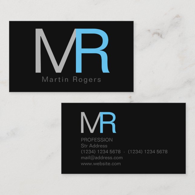 Tarjeta De Visita Cubierta grande gigante de las letras de iniciales (Anverso / Reverso)