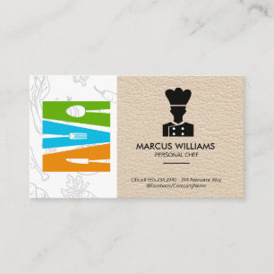 Tarjeta De Visita Cubiertos de cocina   Logotipo de Chef