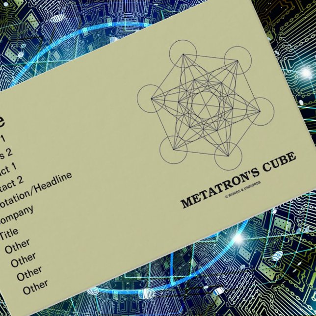 Tarjeta De Visita Cubo de Metatrón (Geometría Sagrada) (Sacred geometry comes alive at your next introduction w/ this customizable Metatron's Cube biz card)