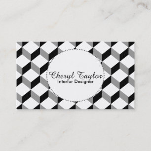 Tarjeta De Visita Cubo geométrico moderno en blanco y negro patentad