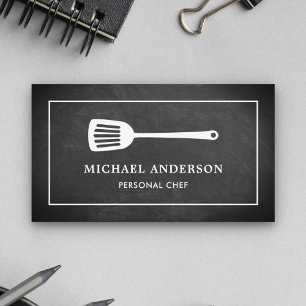 Tarjeta De Visita Cuchara de cocina de pizarra blanca Chef personal